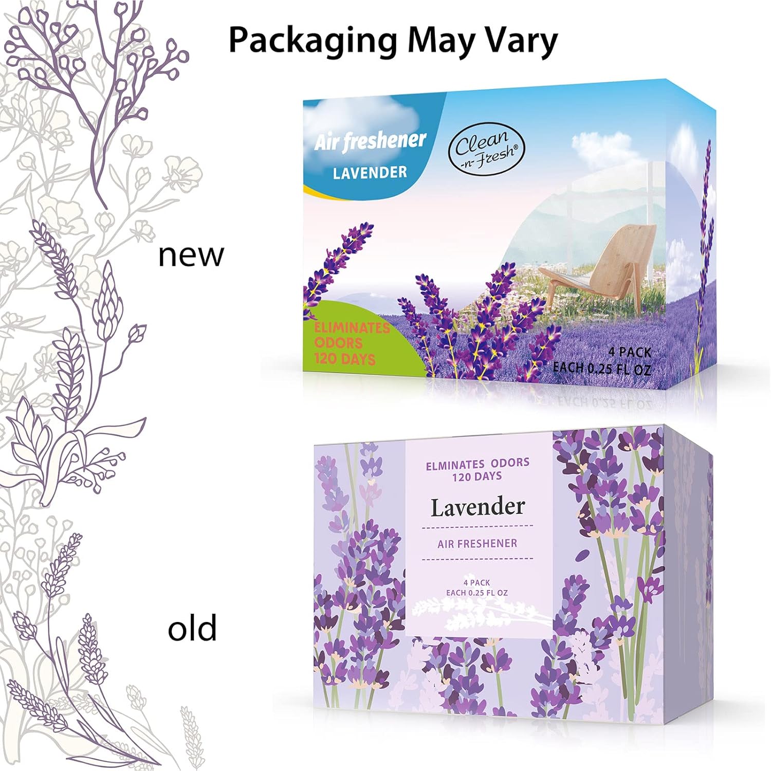 Air Freshener for Home, 4 Pack, Lavender, Odor Eliminator for Small Area Closets Bathroom Pets Strong Odor, Up to 120 Days