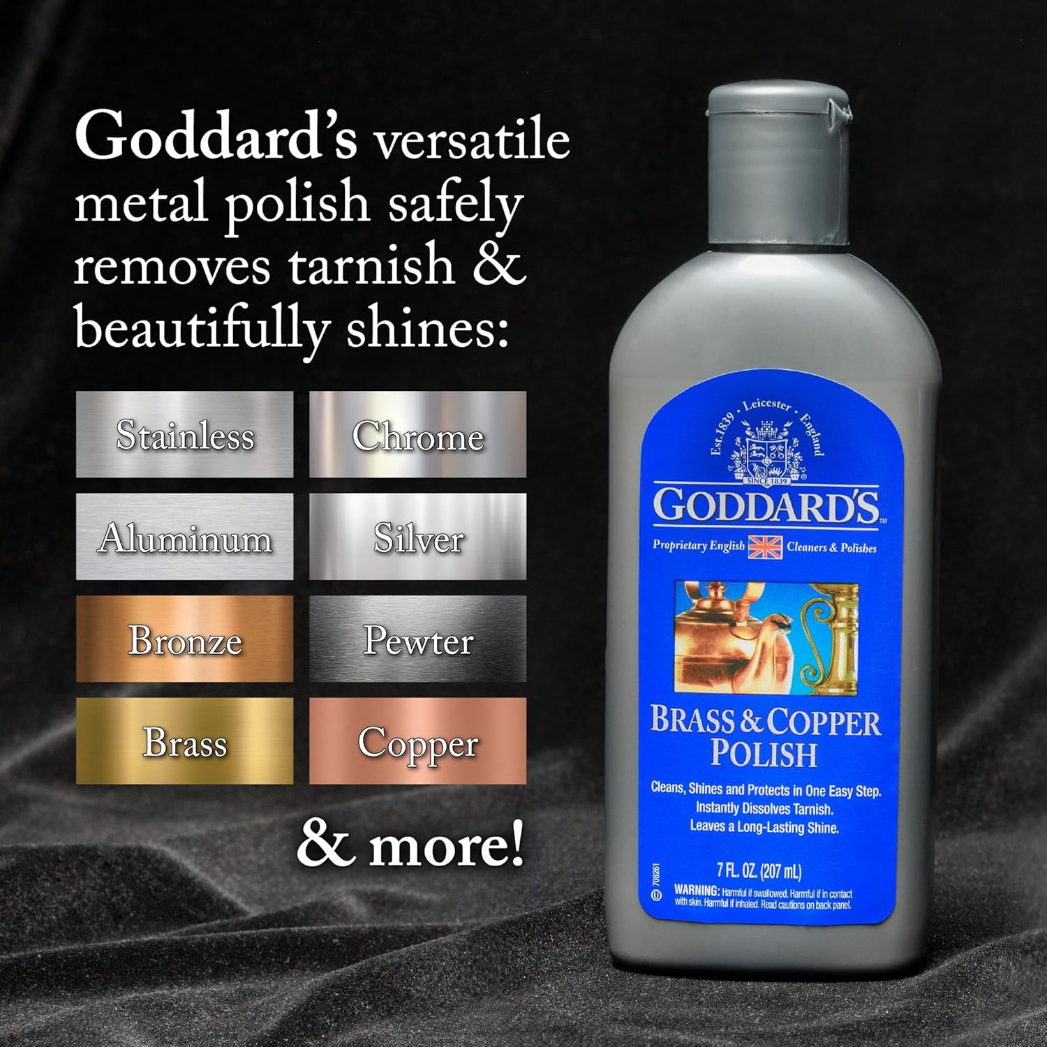 Goddard’s Copper & Brass Polish, Copper Cleaner & Brass Cleaner for Long-Lasting Shine, Metal Polish for Pewter, Chrome & More, Metal Polishing Compound (7oz)