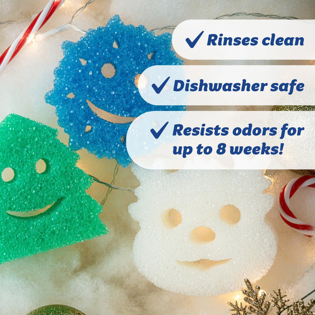 Scrub Daddy Scrub Mommy Holiday Christmas Tree Gift Box Set, Non-Scratch Christmas Cleaning Sponges for Kitchen, Dishes & Home, Dual-Sided Dish Sponges for Scrubbing, 10 Count (2 Pack of 5)