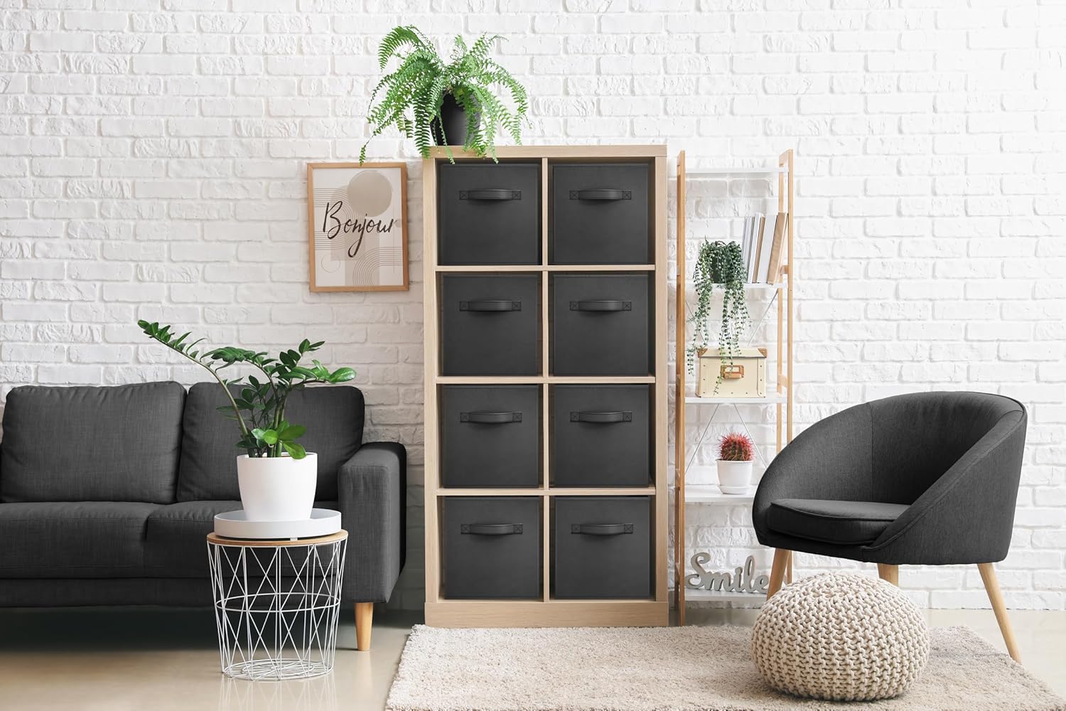 Sorbus Fabric Storage Cubes - 8 Foldable Storage Bins for Organizing Pantry, Cubbies, Toy Box - Clothes Storage & Closet Organizer - 11 Inch Collapsible Cube Baskets for Shelves with Handle