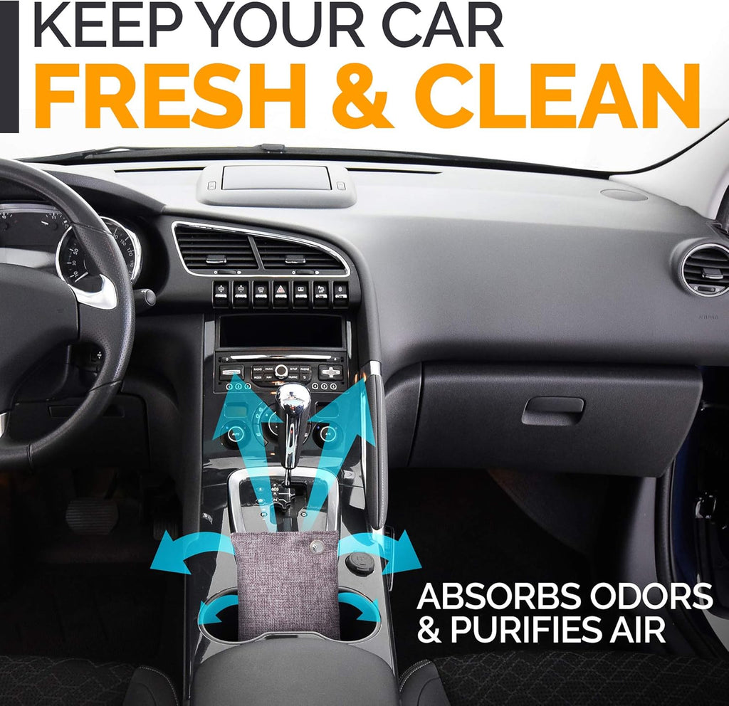 Activated Charcoal Odor Absorber for Strong Odors in Car, Closet, Shoe, Basement. 10 Activated Charcoal Bags Odor Absorbers for Home. Bamboo Charcoals Air Purifying Bag Charcoals Deodorizer Eliminator