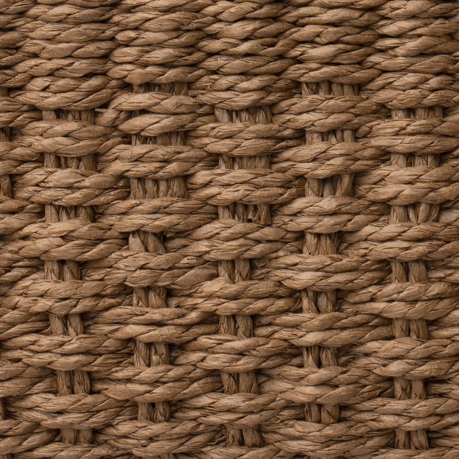 LA JOLIE MUSE Woven Storage Baskets, Recycled Paper Rope Bin Organizer Divider for Cupboards Drawer Closet Shelf Dresser, Set of 3 (Brown)