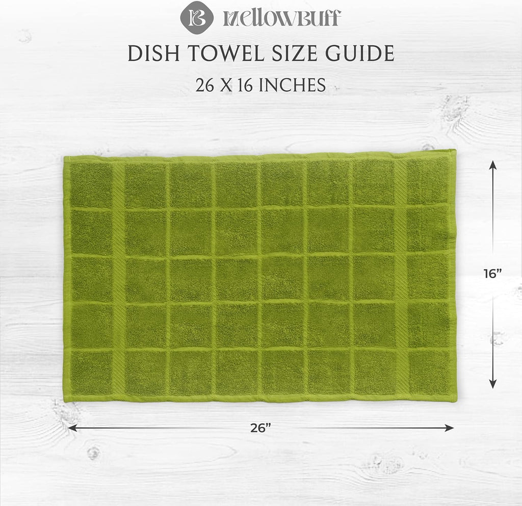 100% Cotton Terry Dish Cloth & Dish Towel, 6 Pack, Super Soft and Absorbent Kitchen Towels, Perfect for Kitchen Cleaning and Dish Washing (Green (DT and DC Combo))