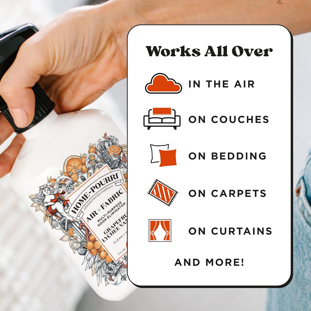 Home-Pourri Air + Fabric Multi-Purpose Odor Freshener Spray, Grapefruit Lychee Vanilla, 11 Fl Oz - Vanilla and Grapfruit Lychee