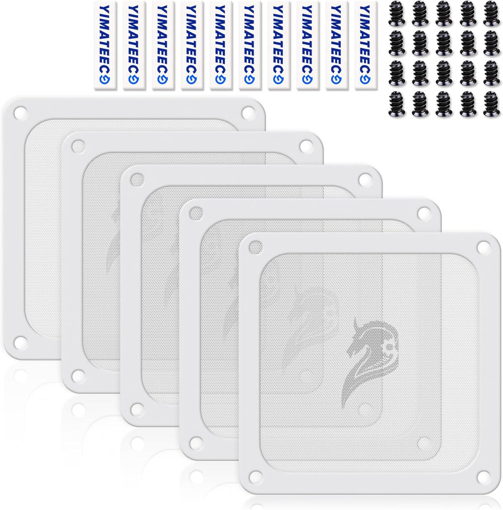 140mm Fan Filter PC Dust Filter Computer Fan Grills Dust Mesh Magnetic Frame PC Case Cover Dustproof PVC 50 Mesh(PVC, Gentleman Aesthetic, 140 * 140mm, 5pcs, White)