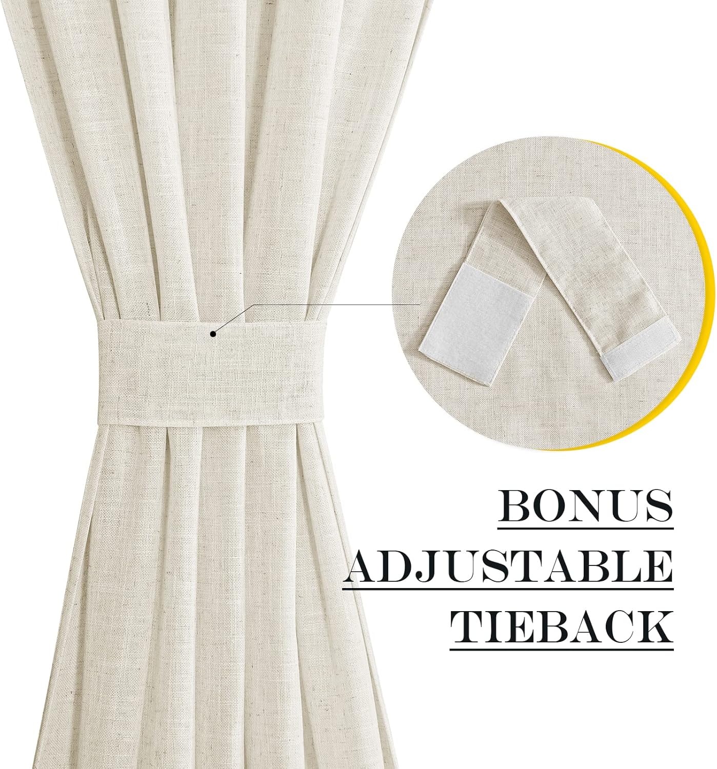 NICETOWN French Door Cover for Kitchen Window, Rod Pocket Front Sidelight Curtain for Back Front Glass Door Window, Linen Sheer Curtain 72 inch Long, 1 Panel, Linen, 36" Wide