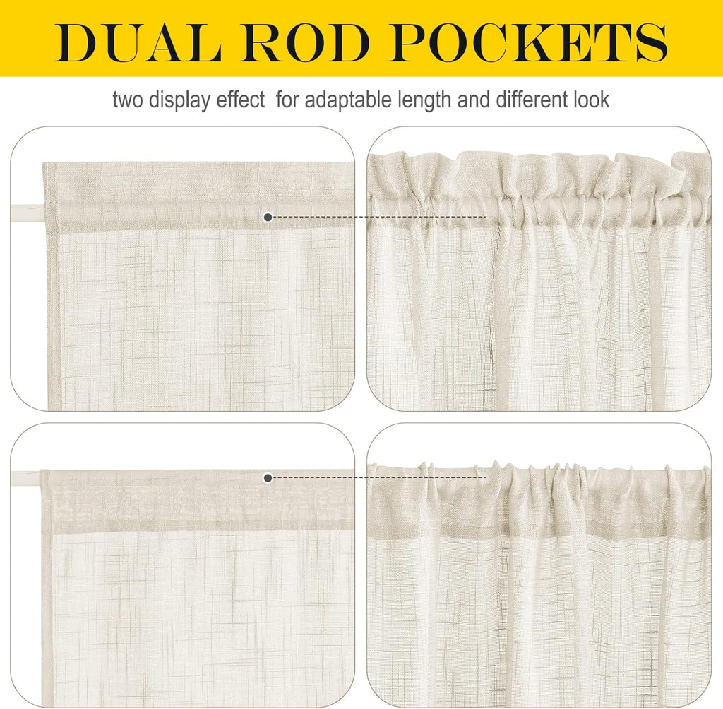 NICETOWN Semi Sheer French Door Sidelight Curtains 80 Inches Long, Elegant Light Flitering Front Door Shade for Bedroom Privacy Back Covering with Tieback, 1 Panel, 36 inches Wide, Beige