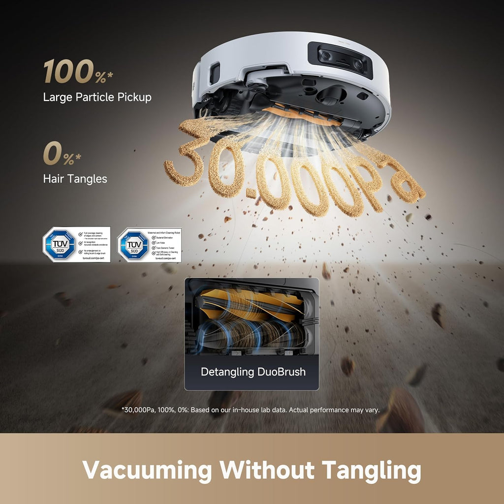 DREAME Aqua10 Ultra Roller Robot Vacuum and Mop & 30,000Pa Suction, Self-Cleaning Dock & Extending Roller Mop, Heat-Washes & Dries, Carpet Protection, AI Camera & LiDAR Avoidance Tech, Voice Control