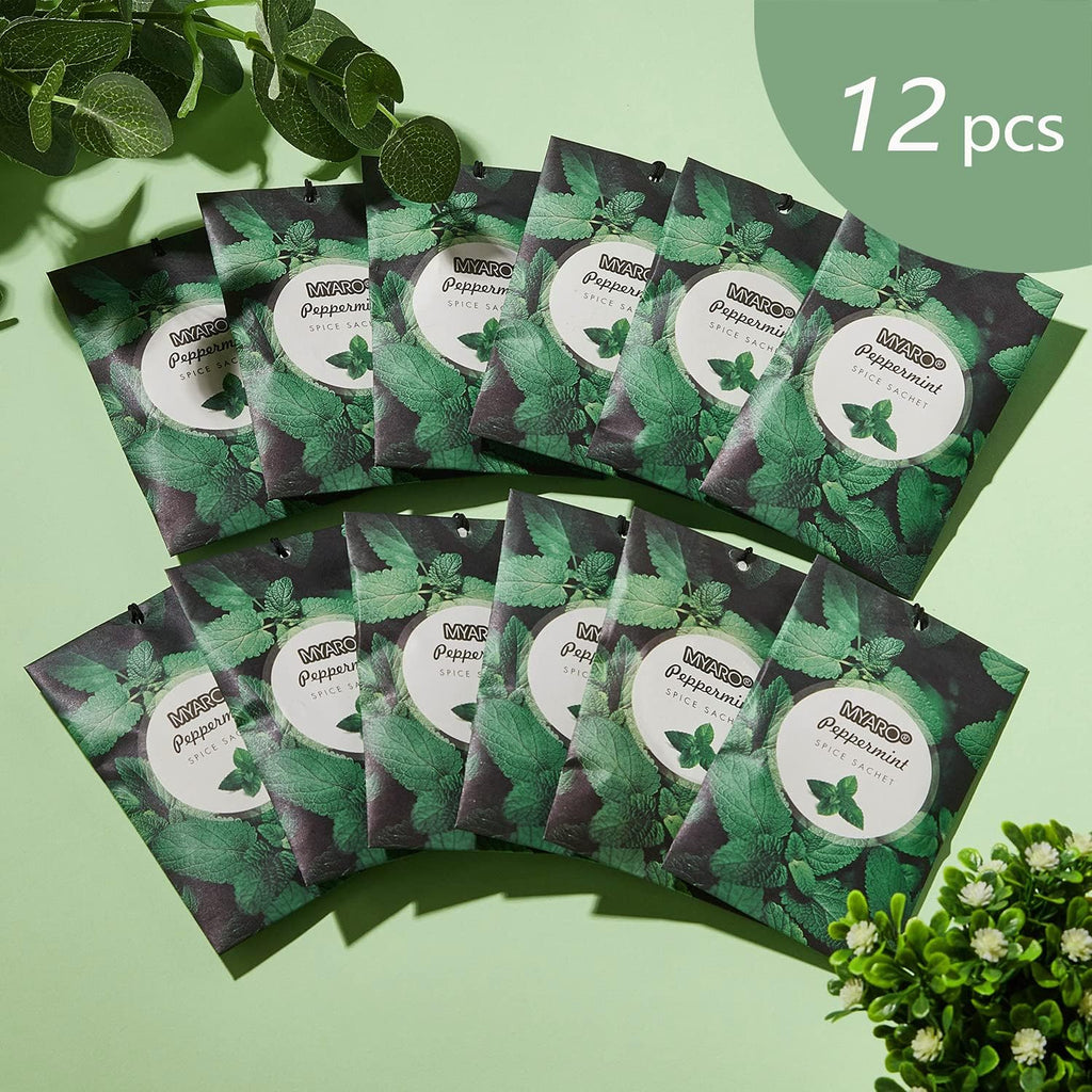 MYARO 12 Packs Peppermint Potpourri Bags Sachets for Drawer and Closet, Long-Lasting Drawer fresheners Closet sachets Home Fragrance