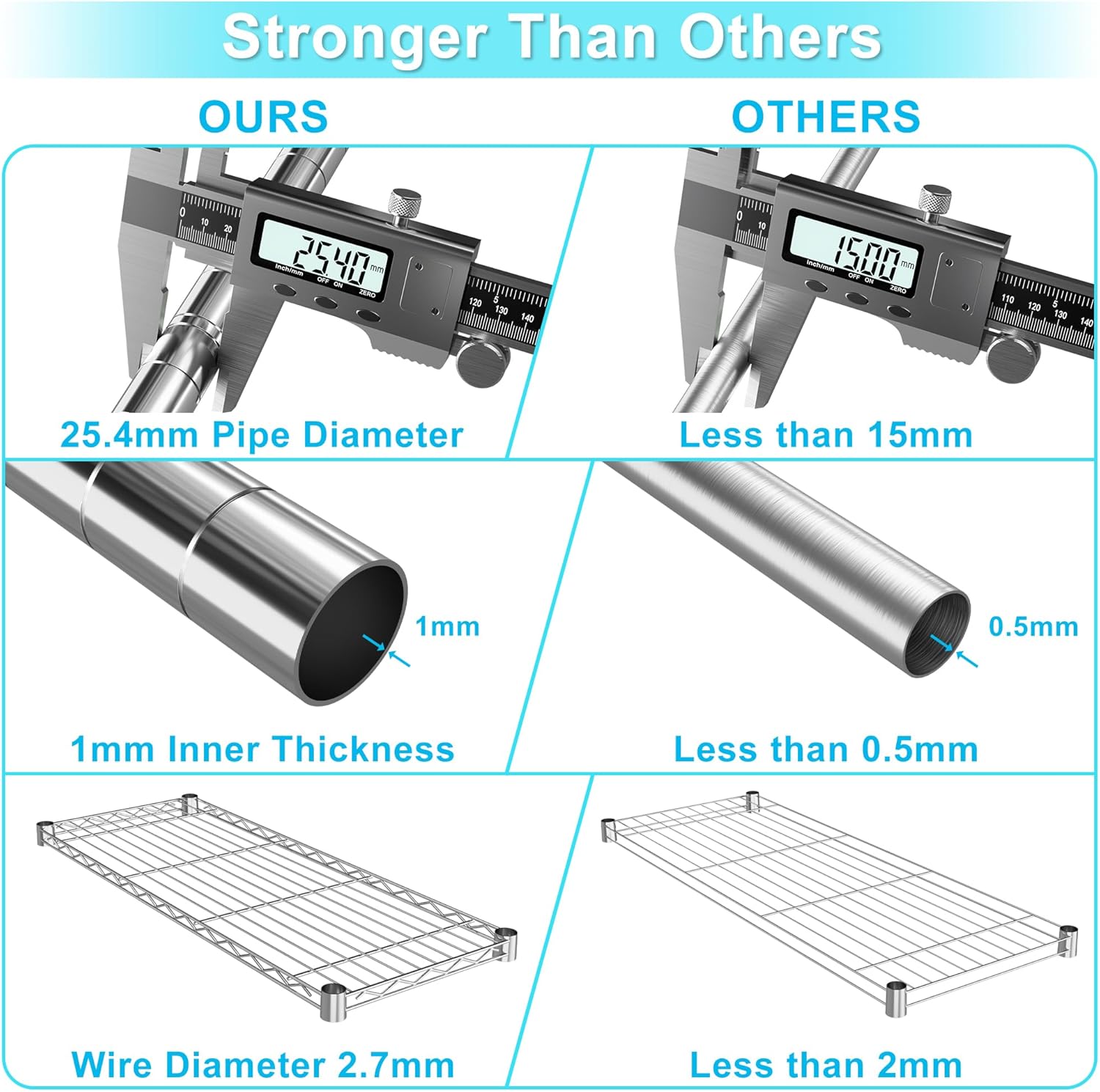 Auslar 4-Shelf Storage Wire Shelves Heavy Duty 4 Tiers Standing Shelving Units Adjustable Metal Organizer Wire Rack, Chrome