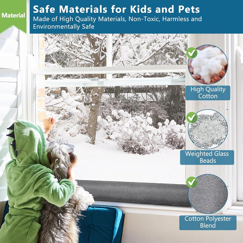 Triangular Under Door Draft Stopper 38 inch Heavy Duty Door Draft Blocker Bottom Door Seal Noise Air Door Guard for Doors and Windows, Gray