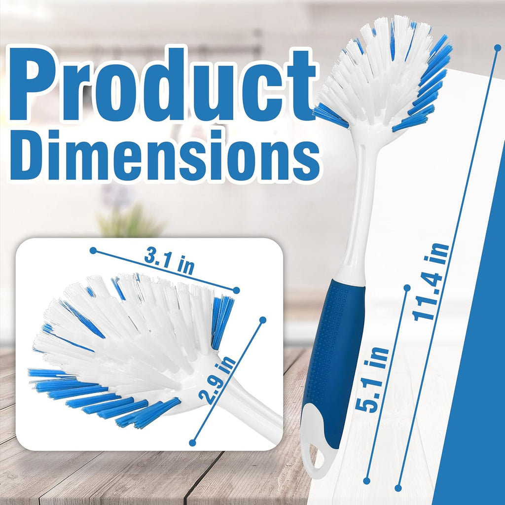 PHYEX 2-Pack Dish Brushes with Scraper, Durable Nylon Bristles Kitchen Scrub Brush, Dish Scrubber with Handle for Pans, Sink, Bathroom