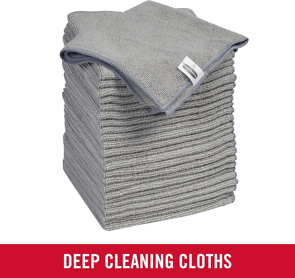 Rubbermaid All Purpose Microfiber Cleaning Cloth Towels, 50 Pack, 12"x12", Non-Scratch, Reusable/Washable for Cleaning/Wiping/Polishing for Home/Kitchen/Car