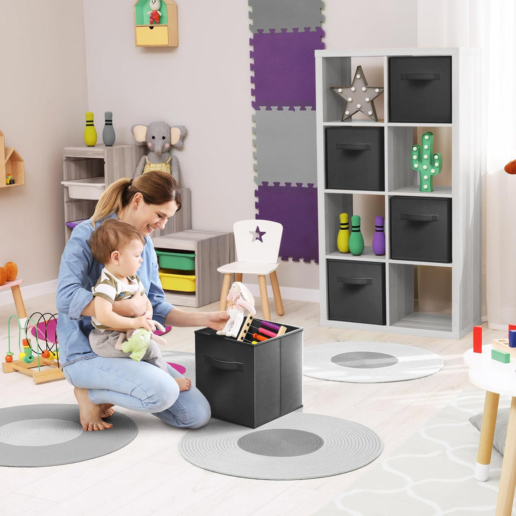 Sorbus Fabric Storage Cubes - 8 Foldable Storage Bins for Organizing Pantry, Cubbies, Toy Box - Clothes Storage & Closet Organizer - 11 Inch Collapsible Cube Baskets for Shelves with Handle