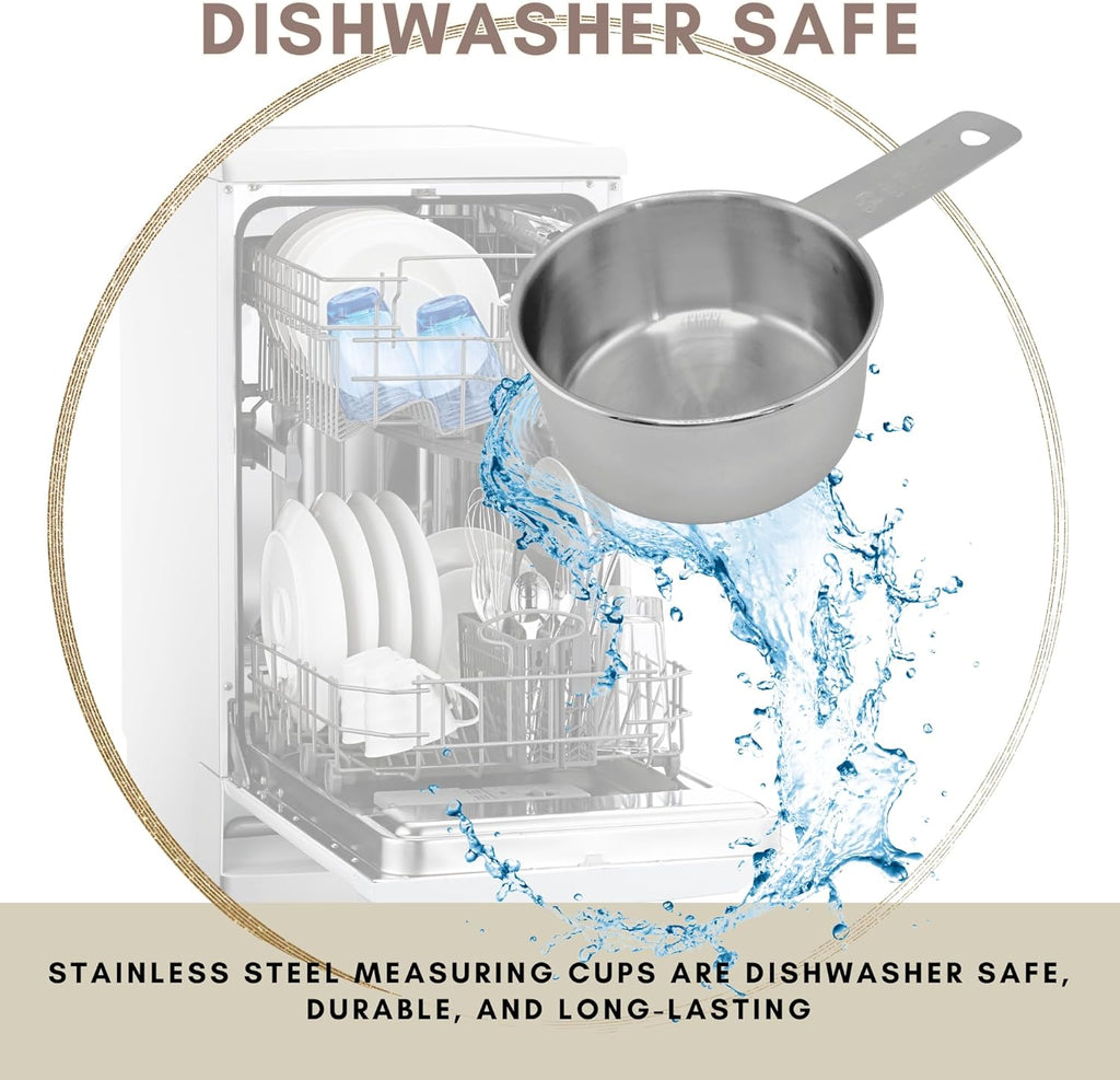 1/3 Cup Stainless Steel Measuring Cup | Sturdy Metal 80 ml | 80 cc | 3 oz | Single Cup for Wet and Dry Ingredients | Great for use as 1/3 Cup Dog Food Scoop - 1 PK