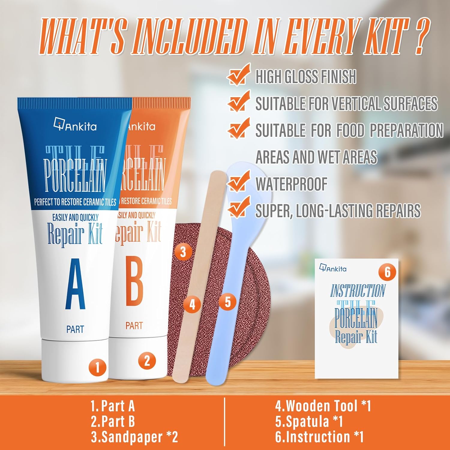 Porcelain Repair Kit White, Sink & Tub Repair Kit to Quickly Fix Tub Chips and Sink Cracks with High Bond Strength, Porcelain Sink Repair Kit for Tub, Tile, Sink and Toilet(Ivory White)