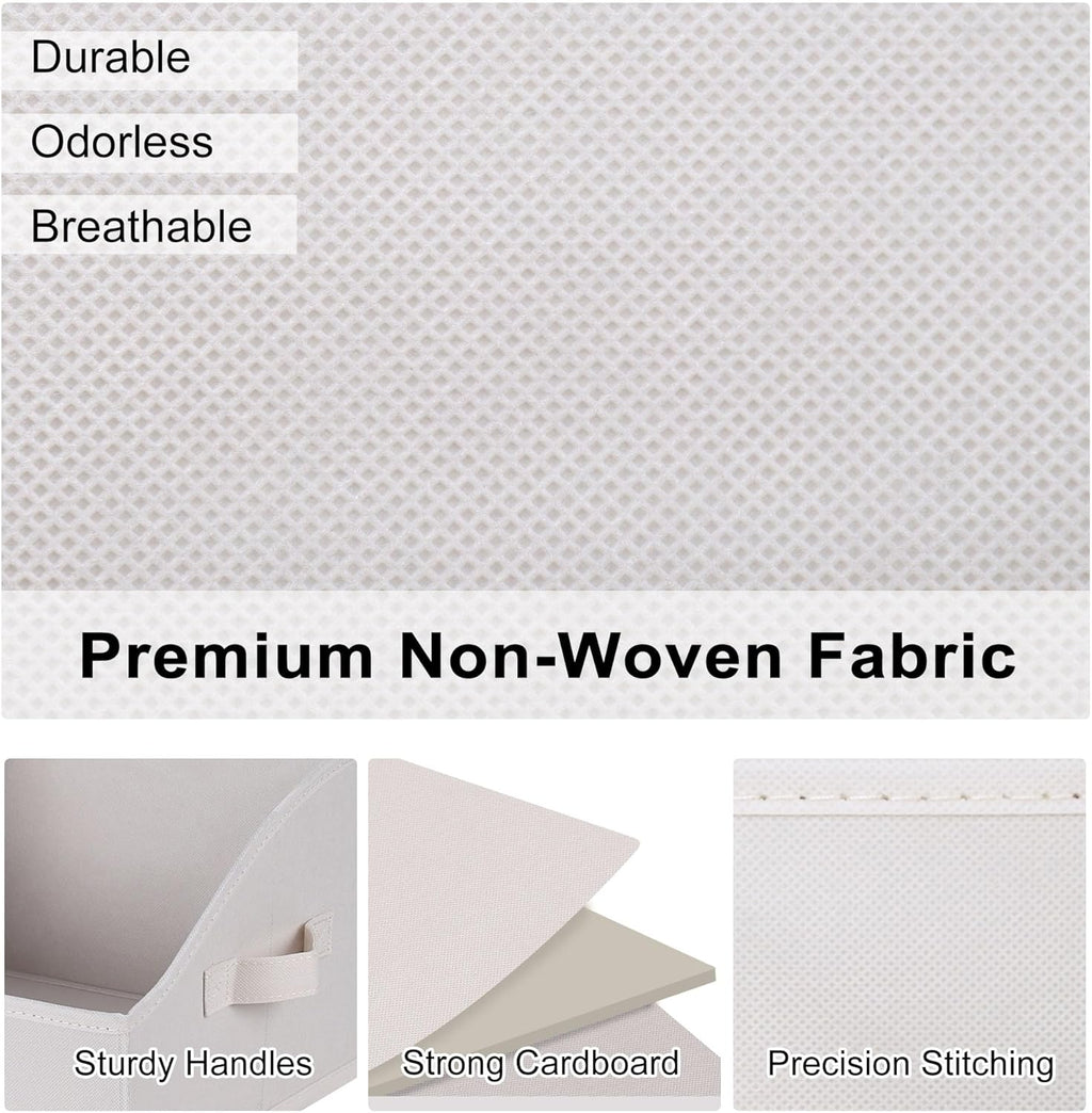 WUIKE 3 Pack Extra Large Closet Storage Bins with Handles, Fabric Trapezoid Storage Binsr for Organizing Clothes, Sheets, Blankets, White & Beige