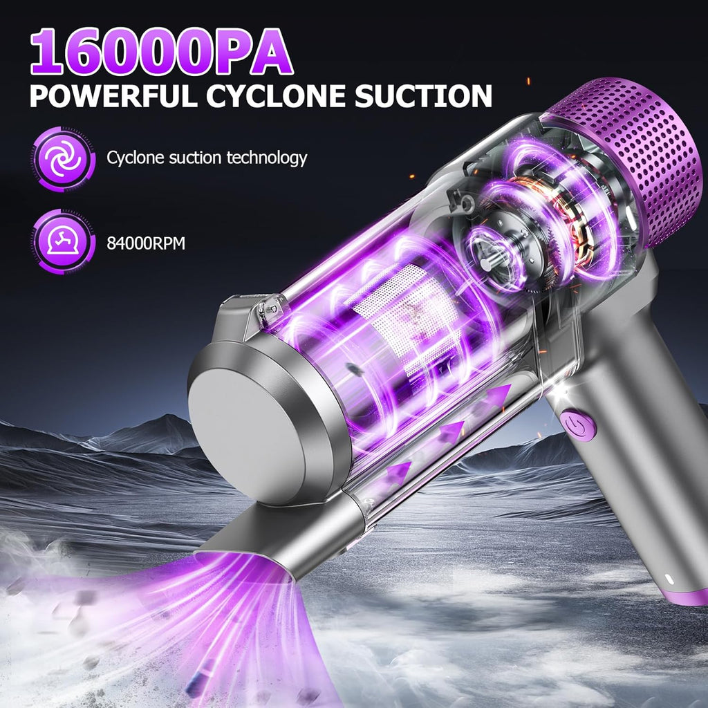 EYYA Handheld Car Vacuum Cleaner Cordless, 16000PA Powerful Hand Held Vacuum Cordless Rechargeable, 4-in-1 Portable Mini Vacuum & Air Duster with Multi-Nozzles and LED Light for Car Home Office