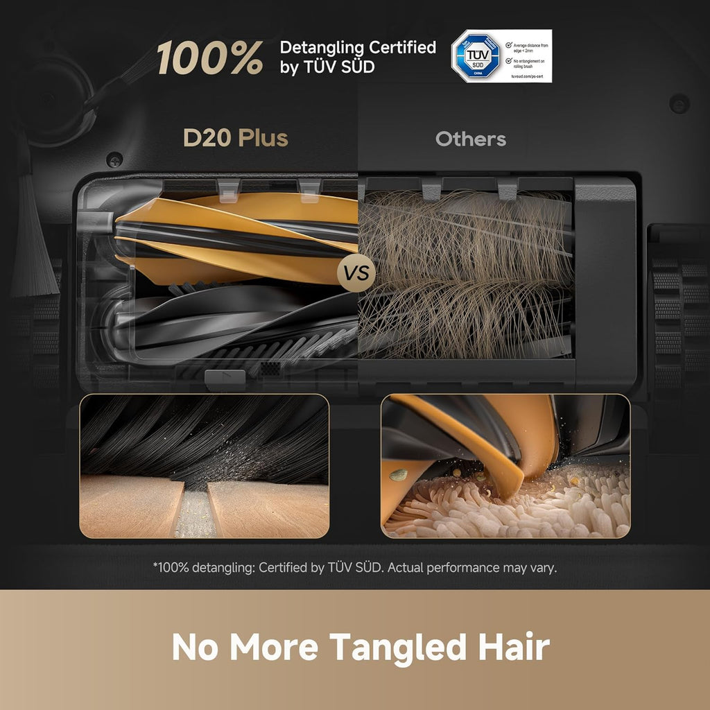 dreame D20 Plus Robot Vacuum and Mop, 13,000Pa Suction, Self-Emptying with 5L Dust Bag, DuoBrush for Pet Hair, LDS Mapping, App & Voice Control, Ideal for Hard Floors & Carpets (Black)