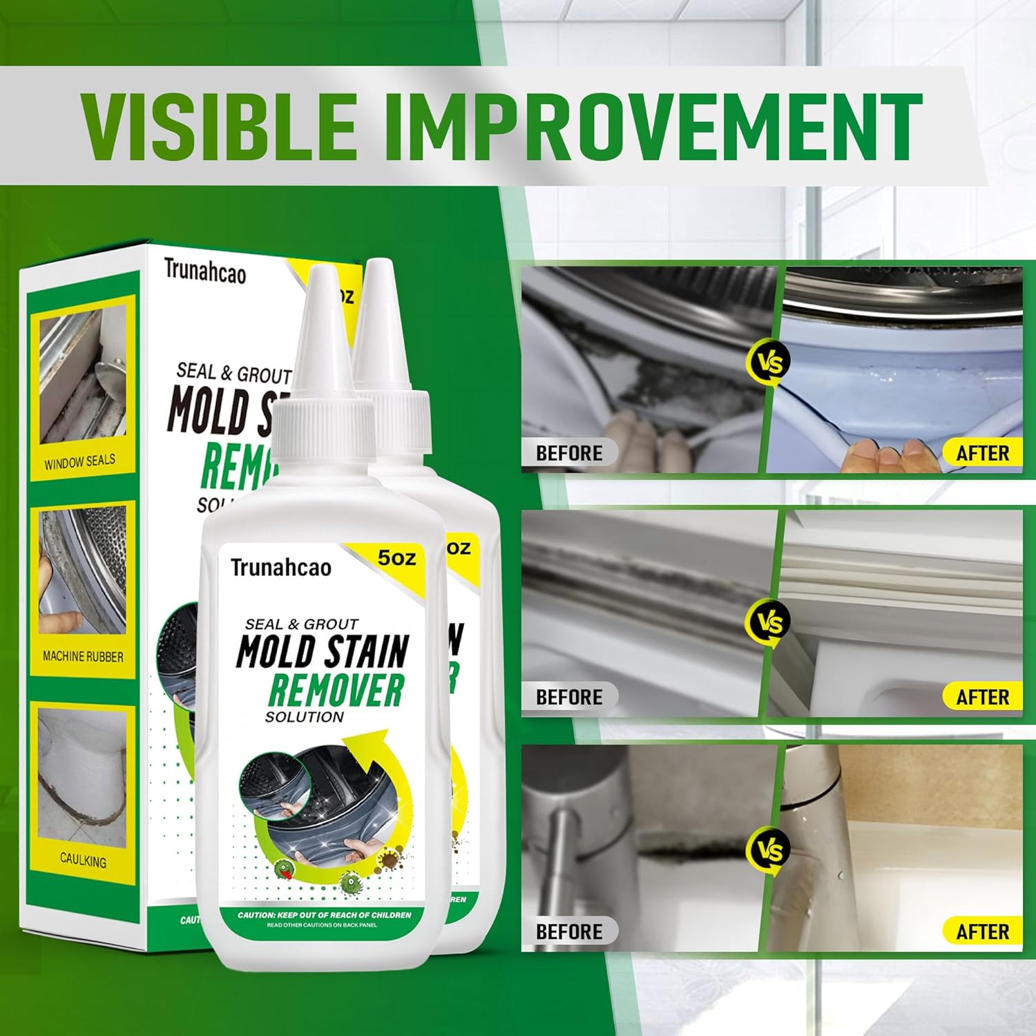 10oz Stain Remover Gel Cleaner, Home Stain Remover Cleaner for Front Loader Washing Machine Black Stain Removal Multi Surface Stain Cleaning Gel for Bathroom Seals, Grout, Shower & Tile,Caulk,Tub