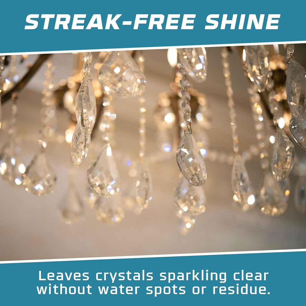 Crystal Chandelier Cleaner Spray Kit & Plastic Drop Cloth for Protection (32 oz) Drips Dry - No Spotting No Residue No Streaking Crystal Glass Spray Antique Chandeliers, All-Purpose Spray Cleaning Kit