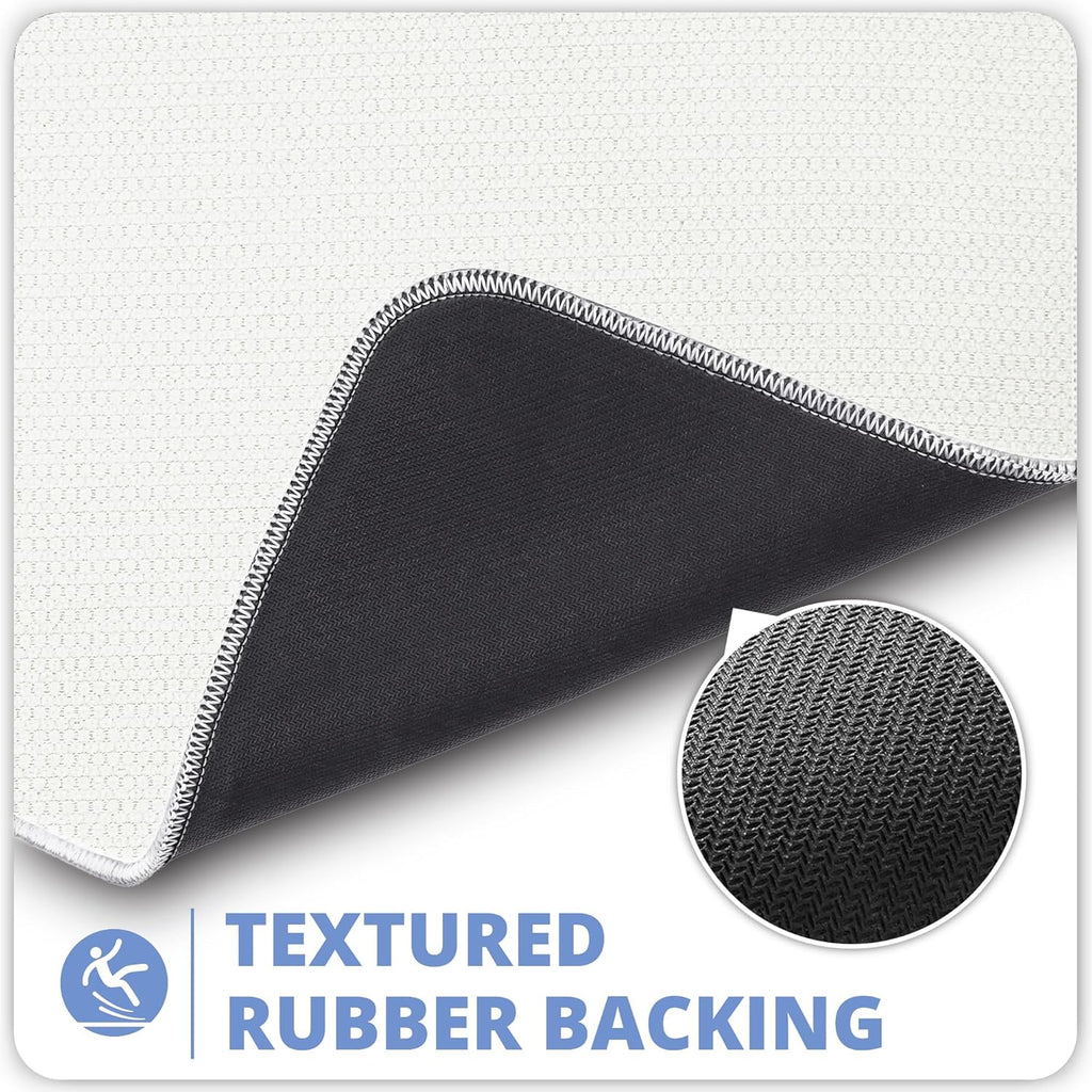 Bathroom Rugs Set 2 Pieces,Thin Bathroom Mats,Toilet Rugs,Quick Dry,Non-Slip,Machine Washable,Low Pile,Absorbent Bath Mats,Shower,Sink,Home Decor Accessories.White,1'5"x2'3"+1'8"x2" U Shape