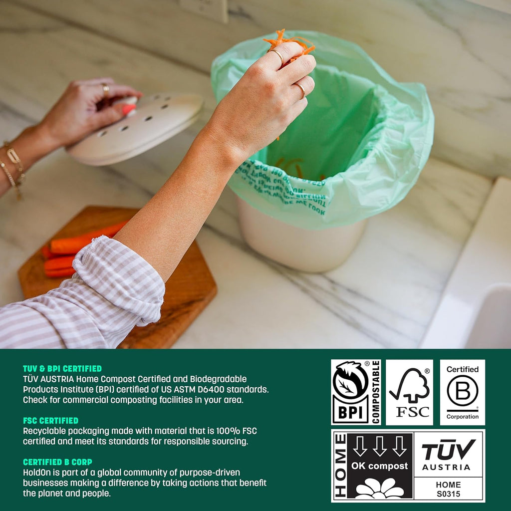 HoldOn Zipseal Sandwich Bags – Compostable, PFOA-Free, BPA-Free, Food-Safe Zip Seal Food Storage Bags With Secure Seal for Home & Travel, Freezer-safe (100 bags total)