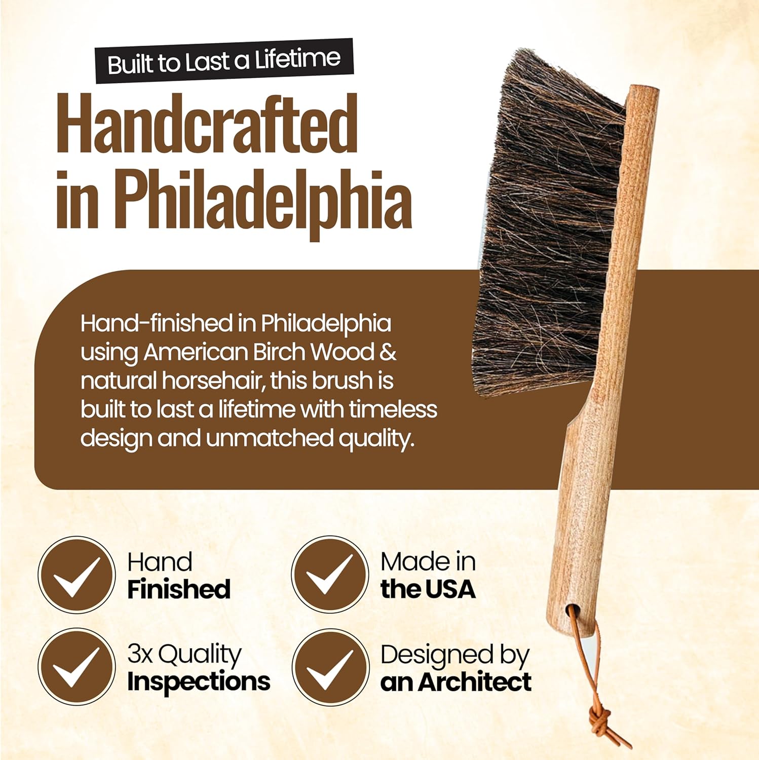 Dustpan Bench Woodworking Brush-USA 13 inch Horsehair Brushes are Used for Counter, Furniture, Drafting, Patio, Fireplace Cleaning, Shop Brush, Leather Tie, Woodworking Tool & Accessories