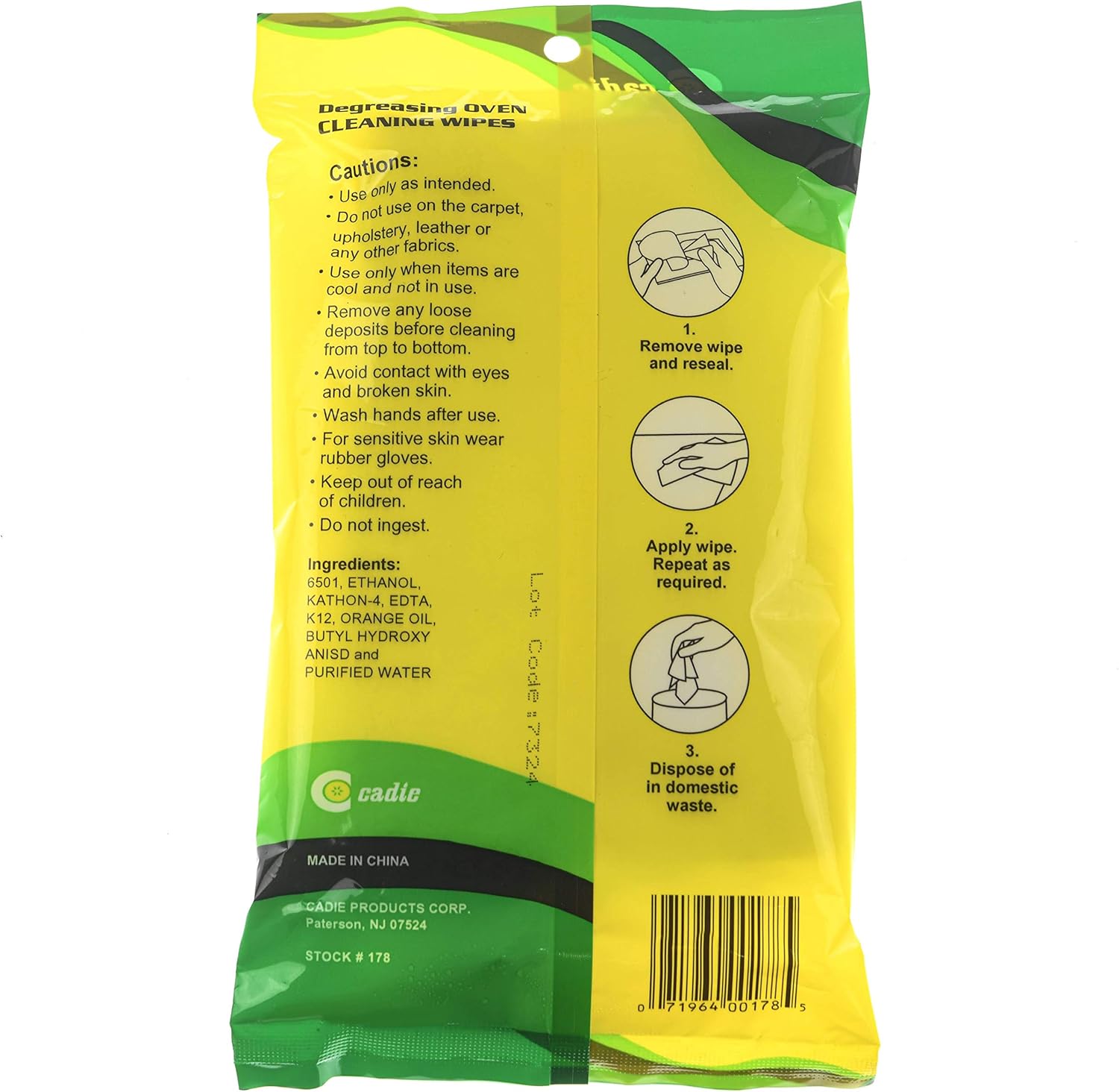 Cadie Degreasing Oven Cleaning Wipes 20 Wipes