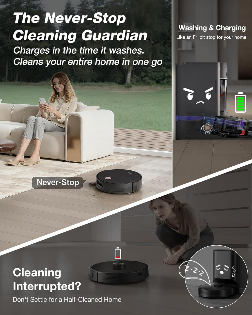 Yeedi S20 Infinity Robot Vacuum&Mop with 19,500Pa Blast Suction, PowerBoost Charging, OZMO Roller 2.0 Self-Washing, Bagless OmniCyclone Station with Hot Mop Washing&Heat Drying, AIVI 3D Navigation