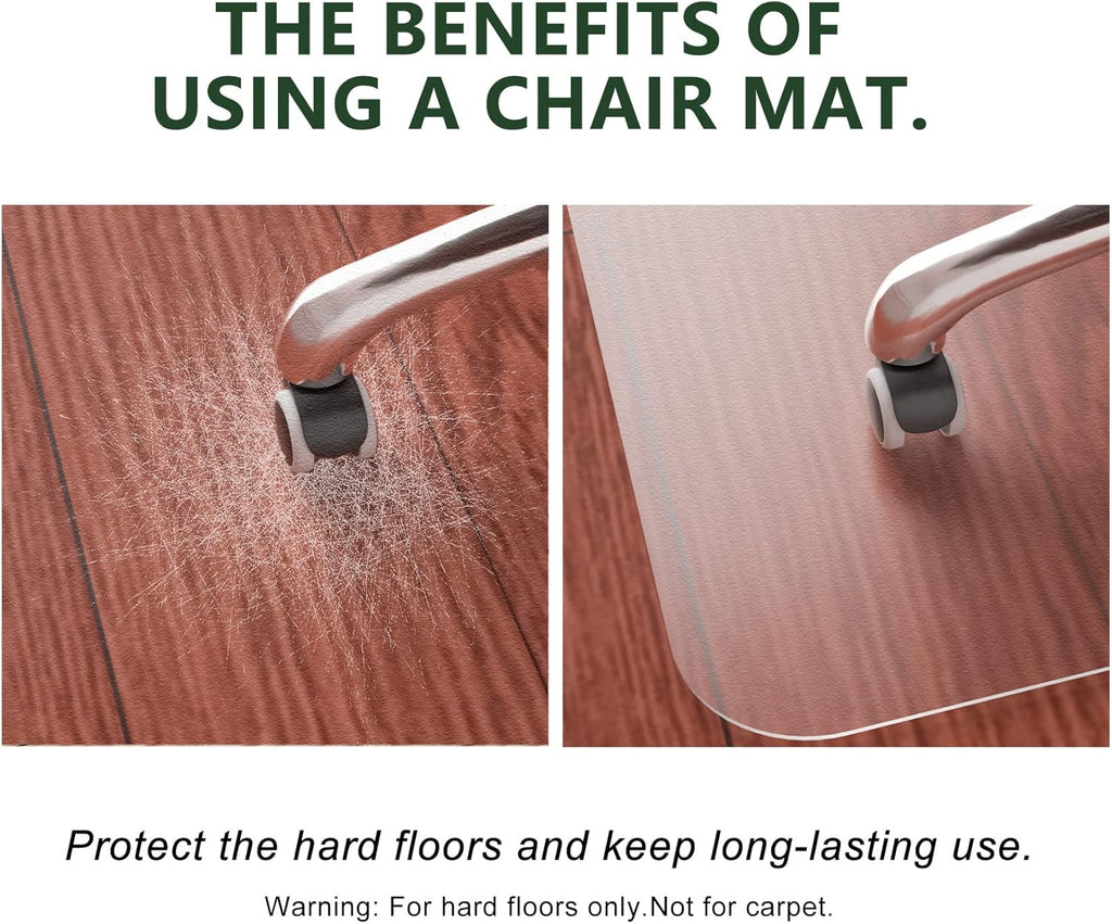 FuturHydro Office Chair Mat for Hardwood Floor, 36" x 48" Clear Computer Chair Mats, Plastic Rolling Chair Mat for Office, Home and Gaming Floors (Rectangle)