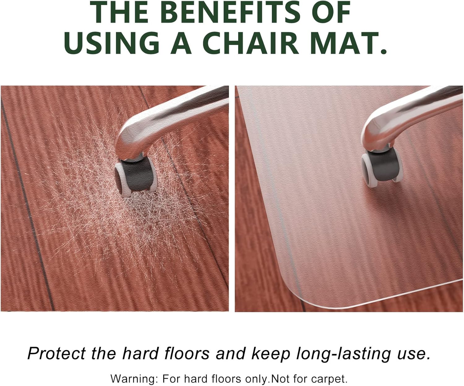 FuturHydro Office Chair Mat for Hardwood Floor, 36" x 48" Clear Computer Chair Mats, Plastic Rolling Chair Mat for Office, Home and Gaming Floors (Rectangle)