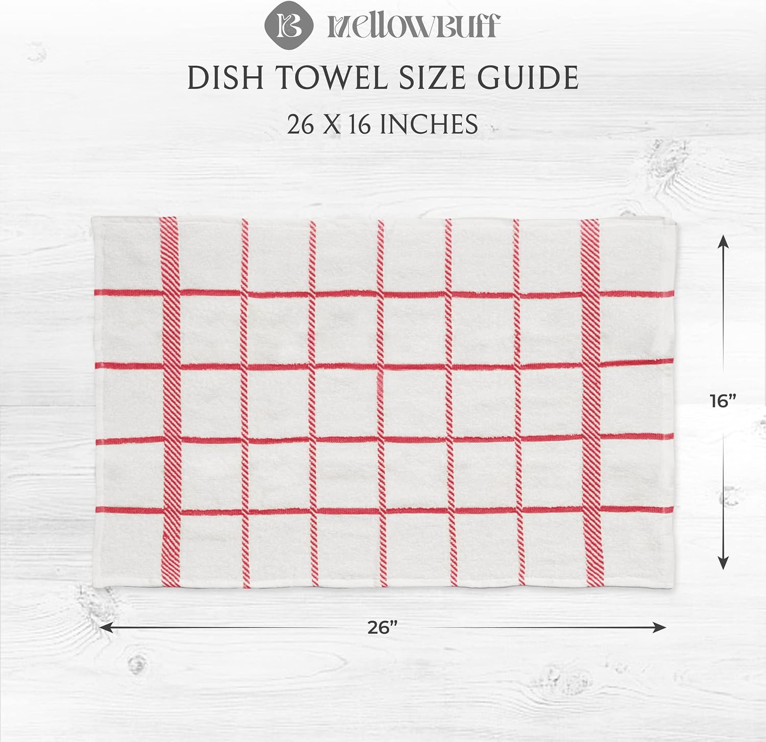 100% Cotton Kitchen Towels and dishcloths Sets, Super Soft & Absorbent, Dish Cloths for Washing Dishes, Dish Towel for Kitchen, 2 RED Dish Towels and 4 RED Dish Cloths