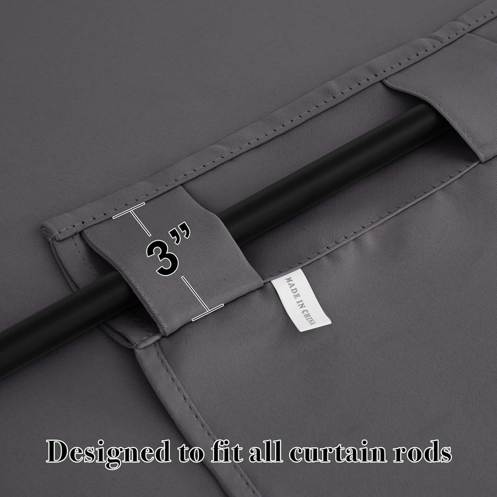 RYB HOME Small Window Curtains Blackout, Privacy Thermal Insulating Drapes for Bedroom Bathroom Basement Cafe Classroom Window Decor, W 34 x L 45 inches, Grey, 2 Panels