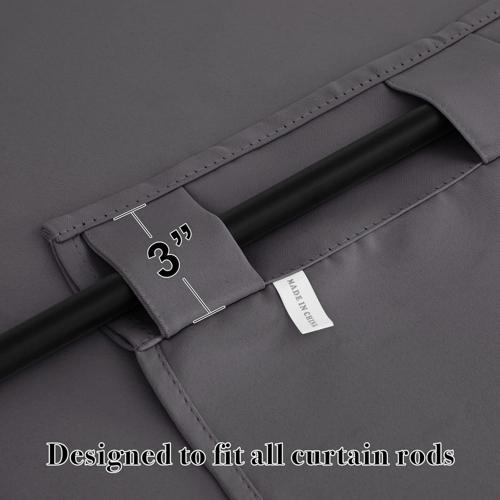 RYB HOME Blackout Curtains for Living Room, Back Tab & Rod Pocket Top Insulating Window Decor for Bedroom Dining Sliding Glass Door Home Office, W 62 x L 84, Grey, 2 Panels