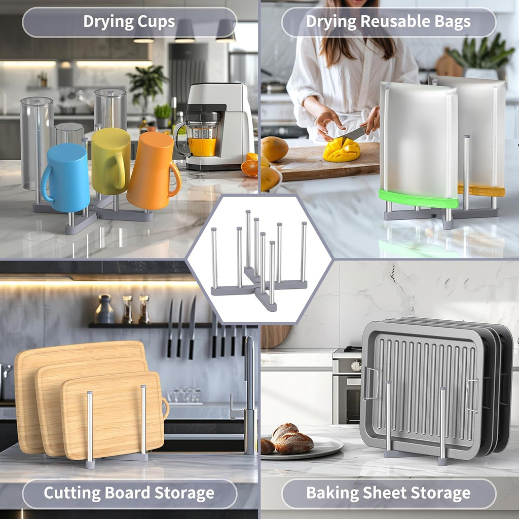 Baby Bottle Drying Rack, Reusable Bag Drying Rack, Water Bottle Drying Rack, Collapsible Drying Rack for Cups, Mugs and Glass, Sports Bottle Drying Rack