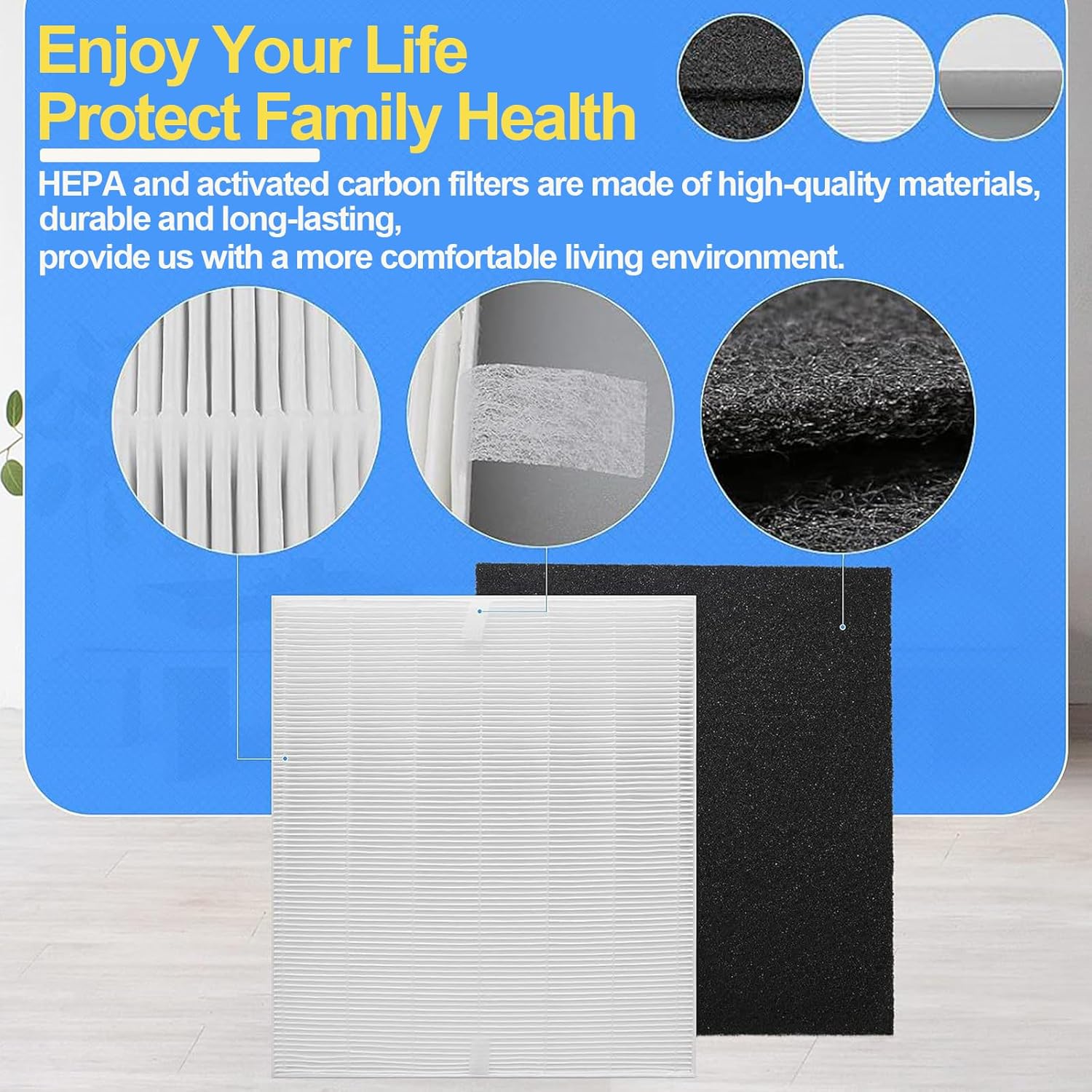 AP-1512HH Air Purifier Replacement Filter Set Compatible with Coway Airmega AP-1512HH,AP-1518 and Airmega 200M Air Purifier, 1 True HEPA and 2 Carbon Pre-Filters, Compared to Part # 3304899
