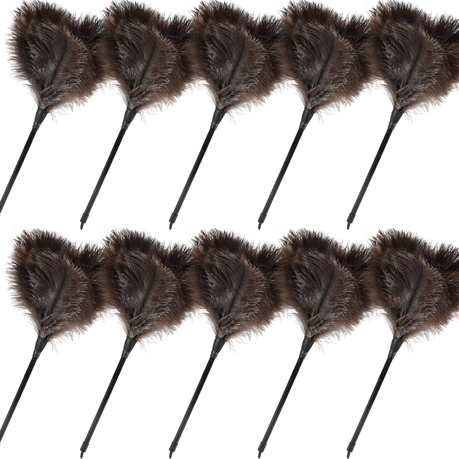 Ostrich Feather Duster-14.9 Inch Mini Natural Feathers Dusters with Plastic Handle Reusable Handheld for Cleaning Supplies Home Car Office(10pcs)