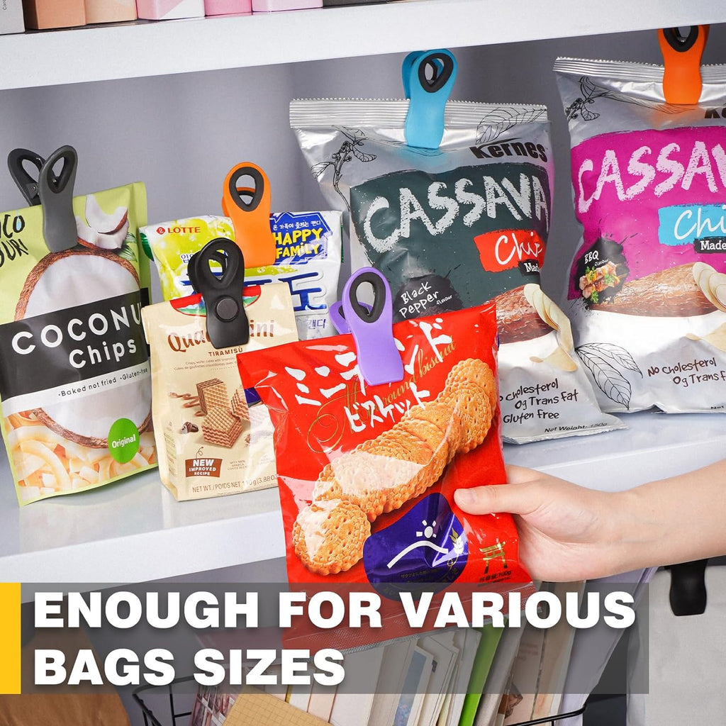 10 Pack Magnetic Chip Clips, Chip Clips Bag Clips, Magnetic Clip for Food Packages, Plastic Assorted Colors Snack Clip for Refrigerator