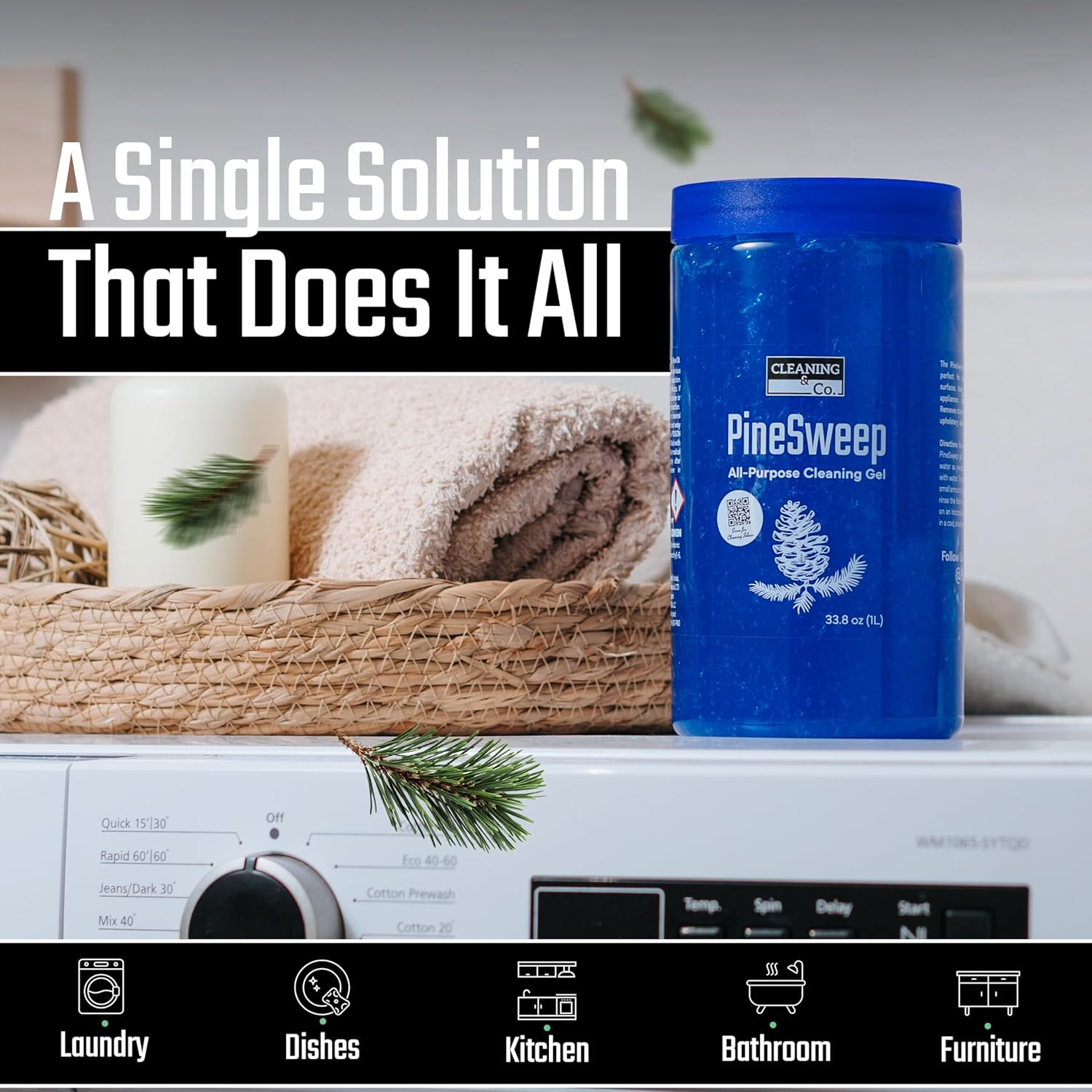 All-Purpose Cleaning Gel with Pine Oil – Multipurpose Household Cleaner for Bathroom, Kitchen, Floors, Laundry & More, 33.8 Fl Oz