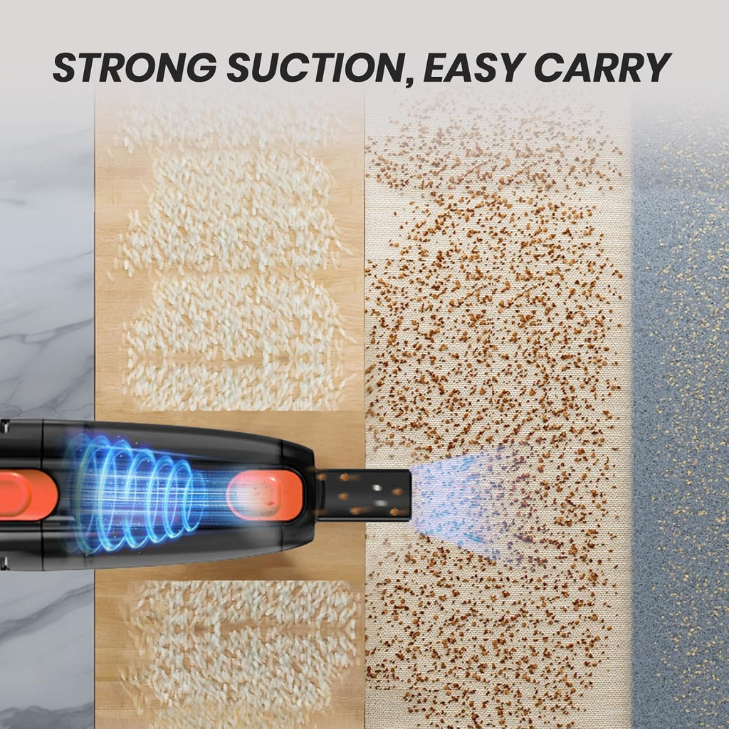 Candy Corded Stick Vacuum Cleaner, Powerful Suction Handheld Vacuum with One-Click Dust Disposal, 3-in-1 Use for Hard Floor, Ceramic Tile, 0.8 Liters Capacity, Easy Clean