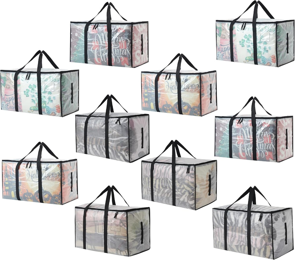 Heavy Duty 93L (24.5 Gallon) Stackable Storage Bins with Fully Openable Lids, Moving Bags Heavy Duty, Clear Plastic Totes for Moving Storage, Home Organization, Closet, Dorm Room. 10 pack