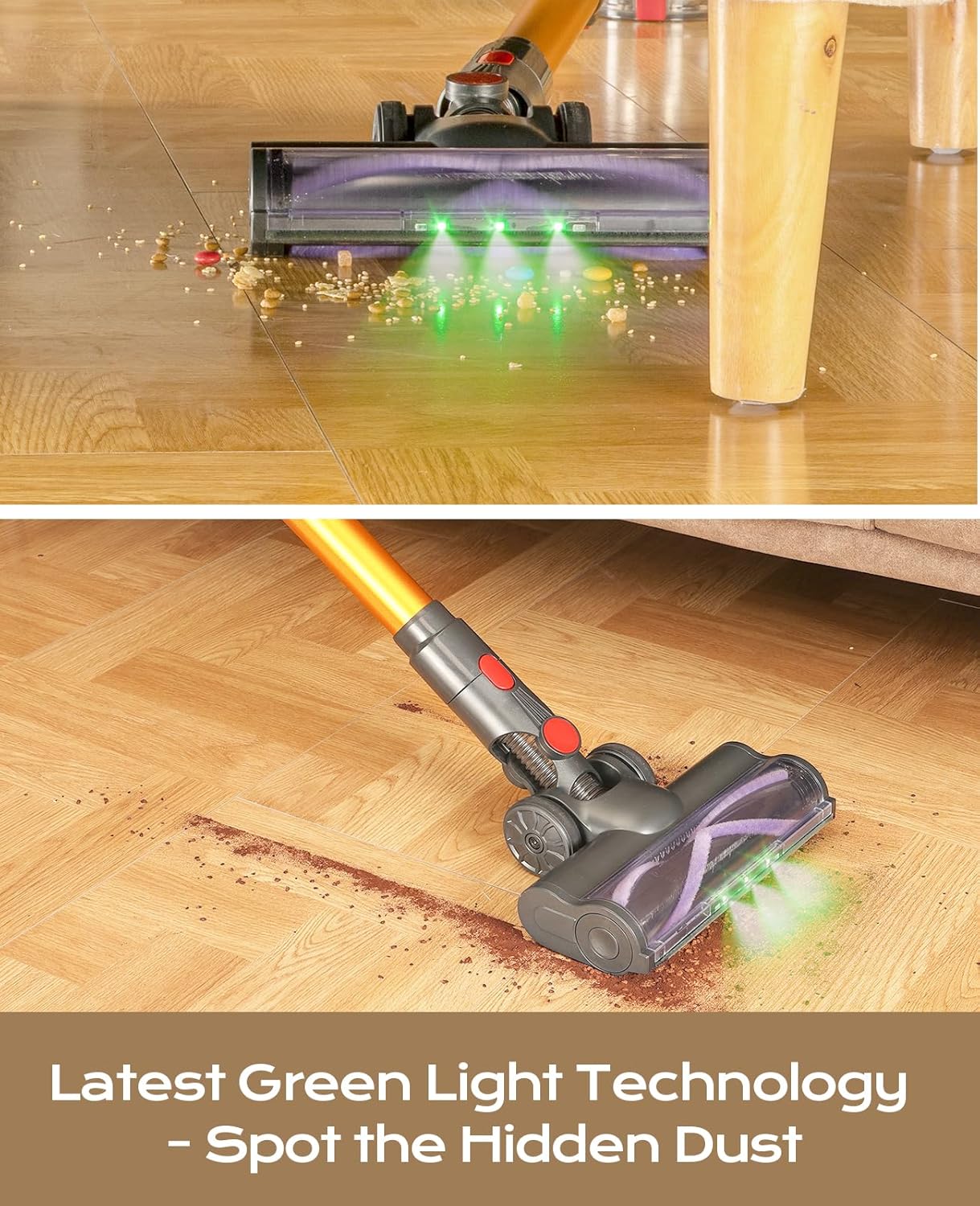 V15 Cordless Vacuum Cleaner, 45Mins Powerful Vacuum Cleaners for Home, Lightweight Stick Vacuum with Advanced Green Light Tech, Rechargeable Battery Vacuum for Carpet,Pet Hair,Hardwood Floor