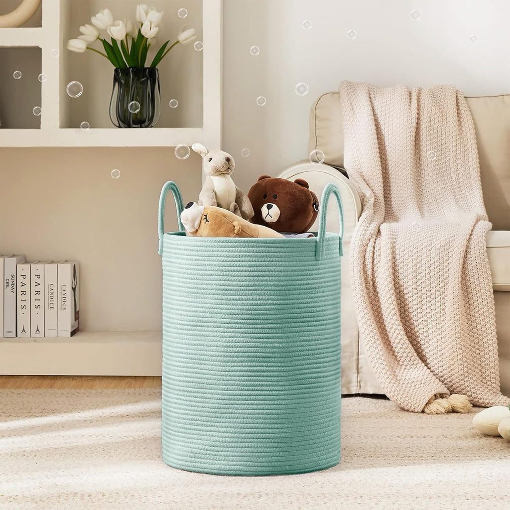 YOUDENOVA Laundry Hamper Basket, Woven 58L Tall Laundry Basket for Blanket Organizer- Nursery Hamper for Bedroom And Bathroom Storage