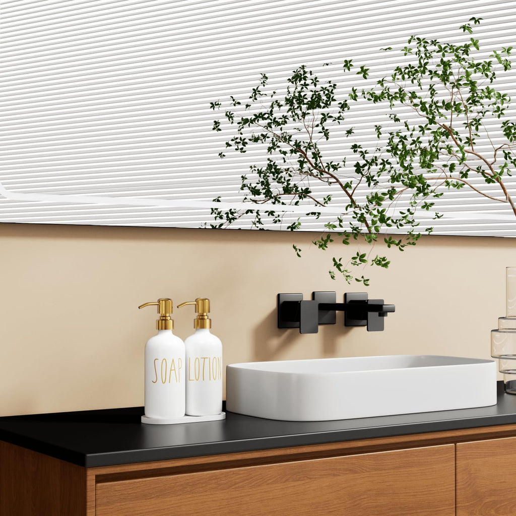 MOMEEMO Bathroom Soap Dispenser Set, Contains Lotion and Hand Soap Dispenser, Suitable for Bathroom Decor. (White)