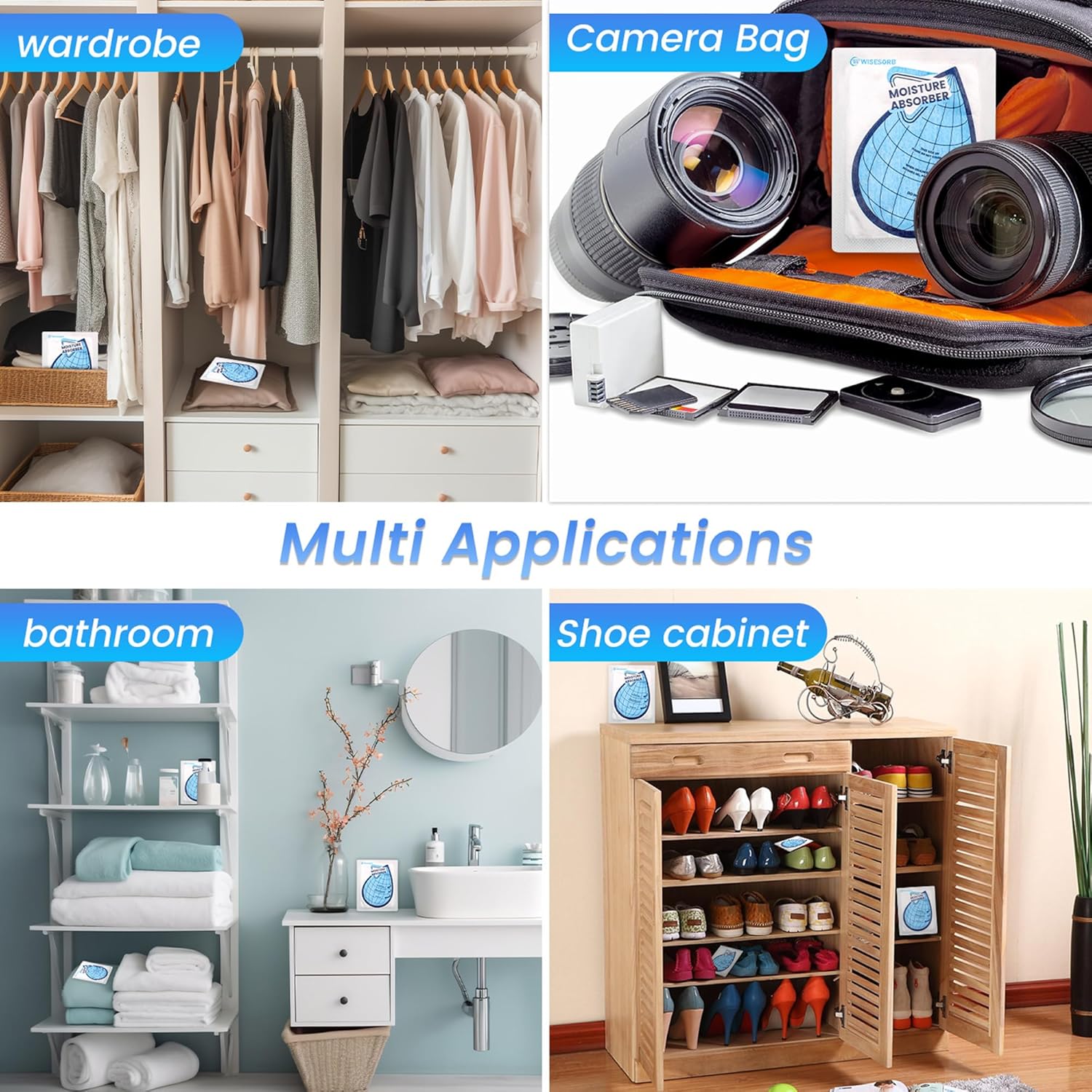 50 Gram 30 Packs Moisture Absorbers for Closet, Dehumidifier for Bedroom Dehumidifier Bags for Bathrooms, Basements, Rvs, Humidity Bags Humidity Packets Moisture Bags for Cars