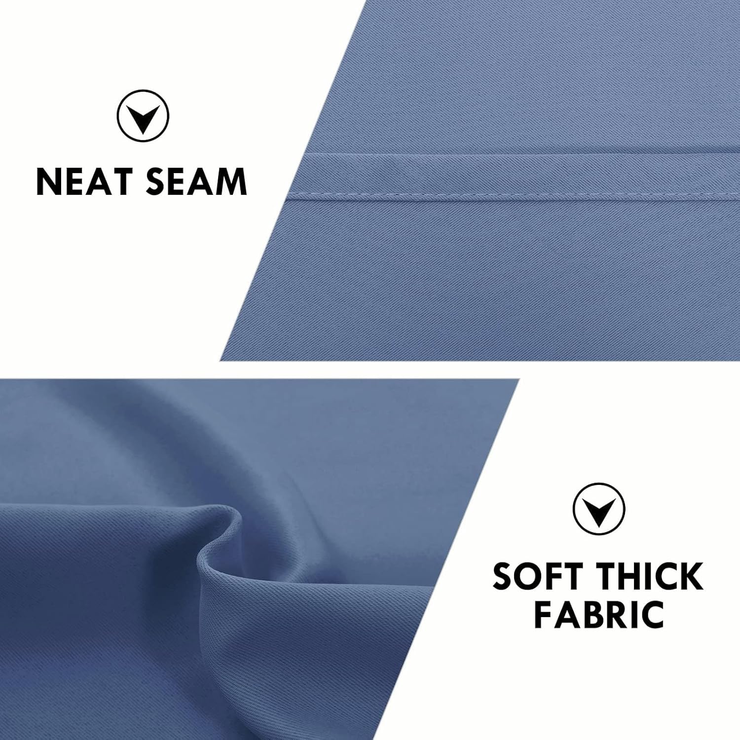 DWCN Blackout Curtains for Living Room Thermal Insulated, Energy Saving & Noise Reducing Bedroom Curtains, Dusty Blue, W 70x L 72 Inch, Set of 2 Rod Pocket Curtain Panels