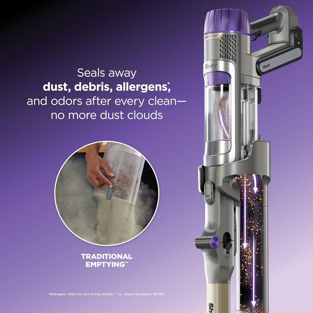 Shark Cordless Vacuum Cleaner with HEPA Filter, PowerDetect Clean & Empty, Powerful Suction, Auto-Empty System, Pet Hair Pickup, Carpets & Hardfloor, Dark Gray, IP3251