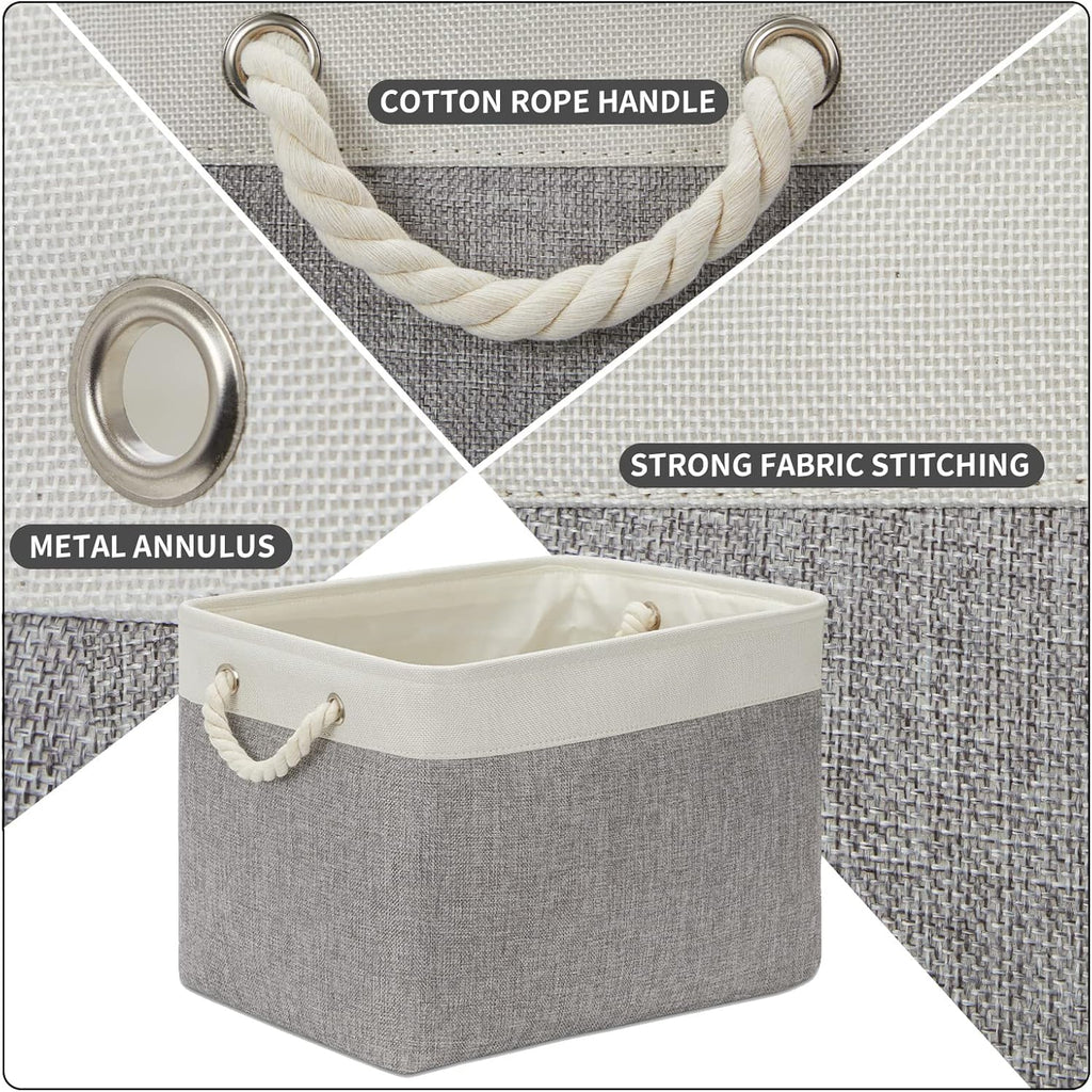 DULLEMELO Storage Baskets for Organizing 16x12x12 Large Fabric Storage Bins Baskets Set of 2 Collapsible Decorative Storage Boxes for Shelves Closets Nursery Toy Clothes (White And Grey)