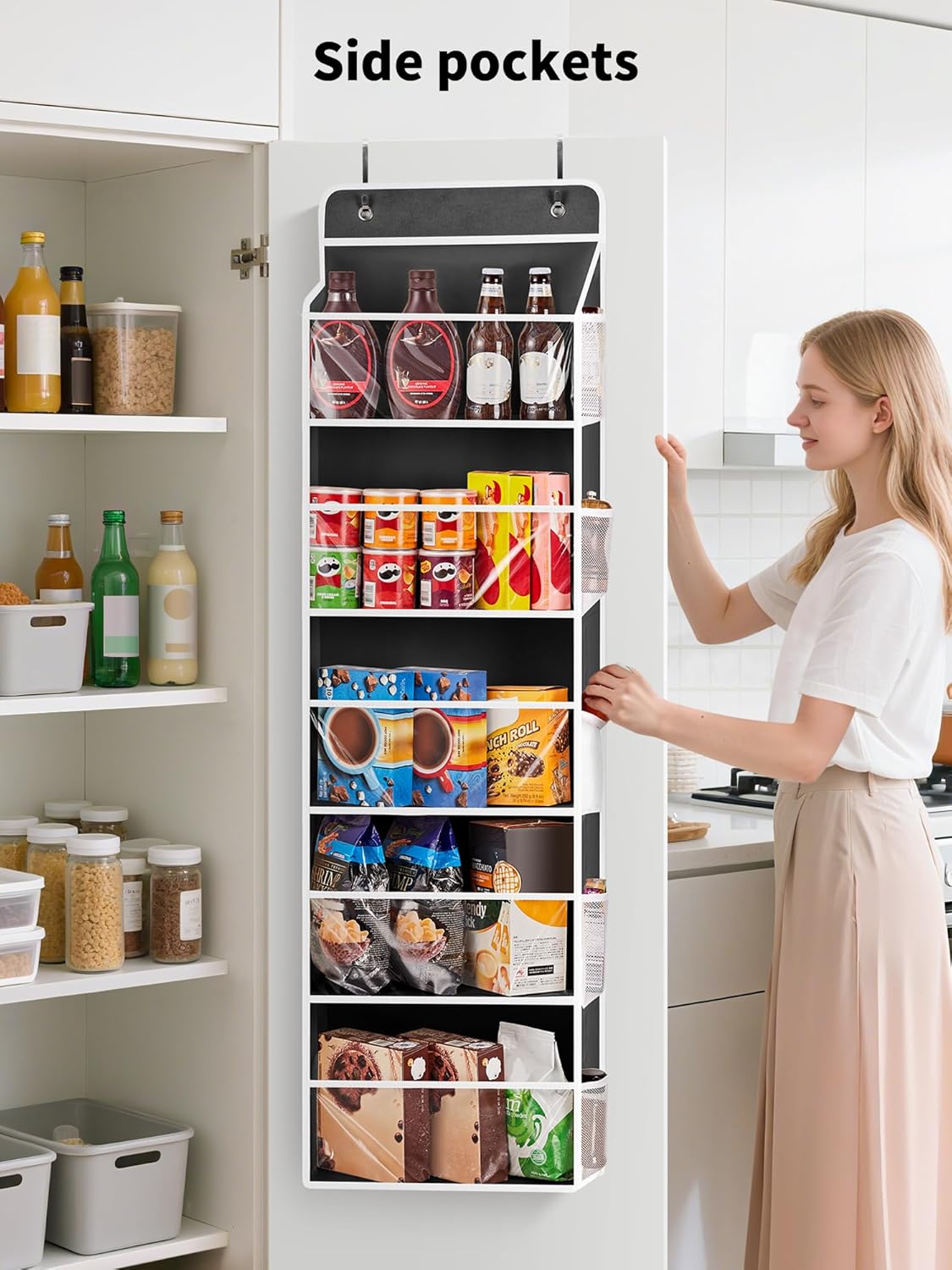 JARLINK Toy Stuffed Animal Storage, Over The Door Organizer W/Clear View Windows, 44lb Load, Baby Toy Storage Organizer for Nursery, Kid Bedroom, Newborn Baby Essentials (Black)